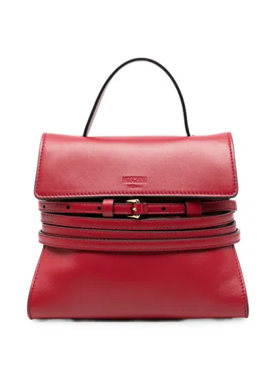 Moschino Tie Me Belt-detail Top-handle Mini Tote Bag In Red