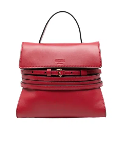 Moschino Tie Me Belt-detail Top-handle Mini Tote Bag In Red