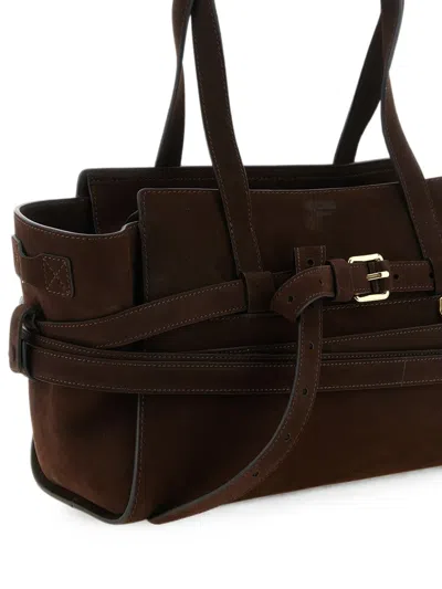 Moschino Tie Me Belt-detail Tote Bag In Brown