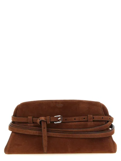 Moschino 'tie Me' Big Clutch In Brown