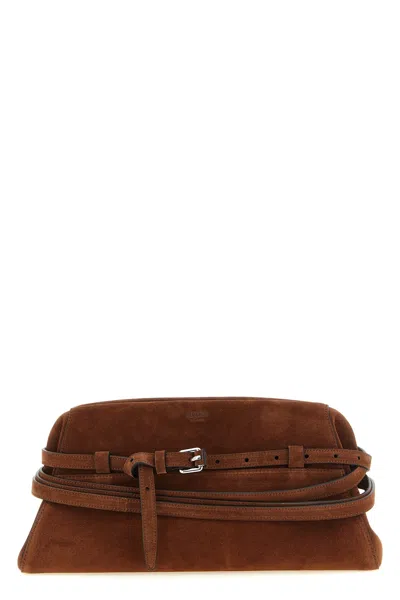 Moschino 'tie Me' Big Clutch In Brown