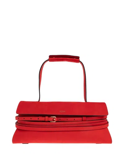 Moschino Tie Me Buckle-strap Tote Bag In Red