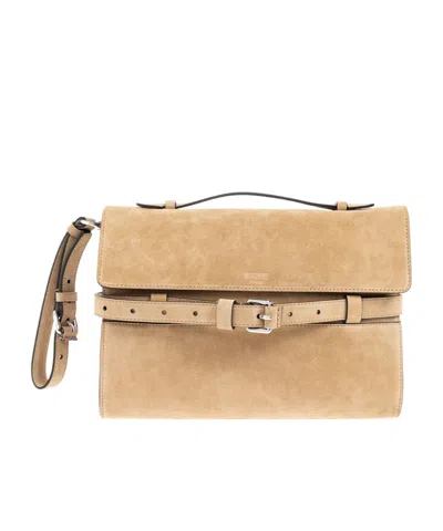 Moschino Tie Me Clutch Bag In Brown