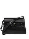 Moschino Belted Leather Shoulder Bag In Black