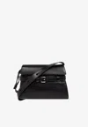 Moschino Belted Leather Shoulder Bag In Black