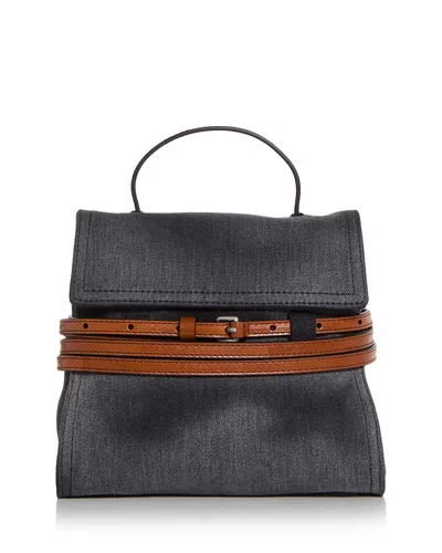 Moschino Tie Me Denim Top Handle Bag In Black