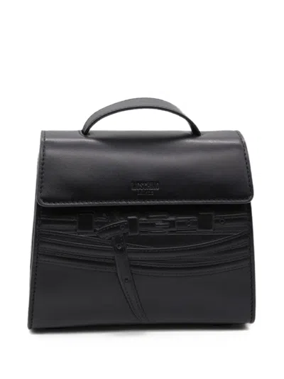 Moschino Tie Me Embossed Calf Leather Mini Tote Bag In Black