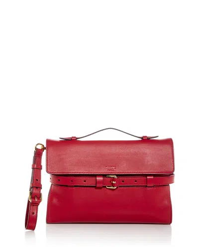 Moschino Tie Me Leather Clutch In Red