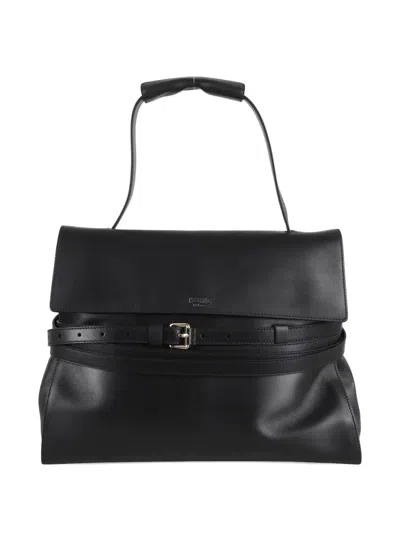 Moschino Tie Me Shoulder Bag In Black