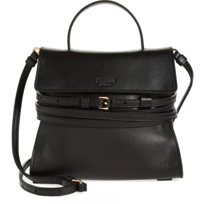 Moschino Tie Me Leather Handheld Bag In Black