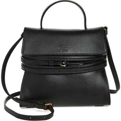 Moschino Tie Me Leather Shoulder Bag In Black