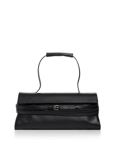 Moschino Tie Me Leather Shoulder Bag In Black