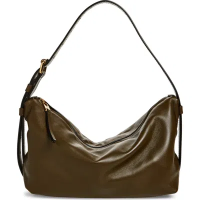 Moschino Tie Me Leather Shoulder Bag In Forest
