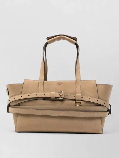 Moschino Tie Me Leather Shoulder Bag Top Handles In Brown