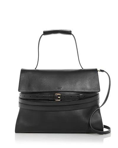 MOSCHINO TIE ME LEATHER TOP HANDLE BAG