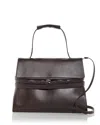 Moschino Tie Me Leather Top Handle Bag In Dark Brown