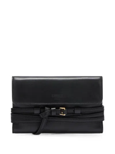 Moschino Tie Me Leather Wallet In Black