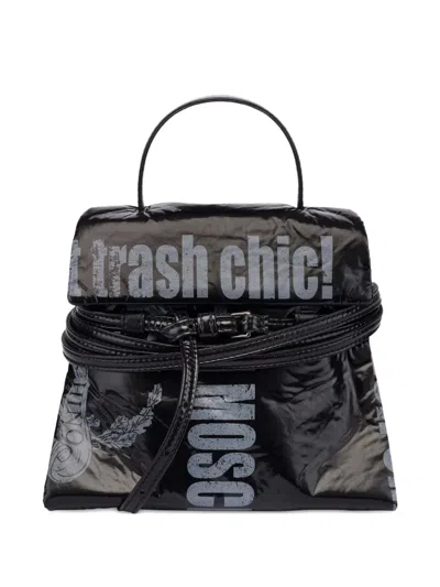 Moschino Tie Me Logo-print Tote Bag In Black