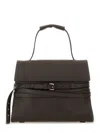 Moschino Tie Me Leather Top Handle Bag In Brown