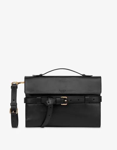Moschino Tie Me Nappa Clutch In Black