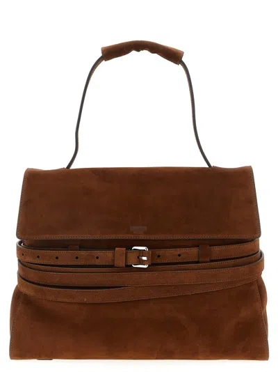 Moschino Tie Me Shoulder Bag In Brown