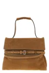 Moschino Medium Tie Me Belt-detail Suede Shoulder Bag In Brown