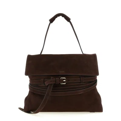 Moschino Tie Me Shoulder Bag In Brown