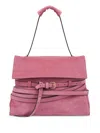 Moschino Suede Shoulder Bag With Belt And Buckle Detail In Pink