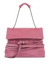 Moschino Suede Shoulder Bag With Belt And Buckle Detail In Pink & Purple