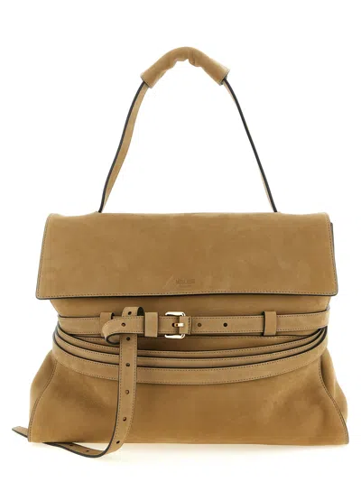 Moschino Tie Me Shoulder Bag In Tan
