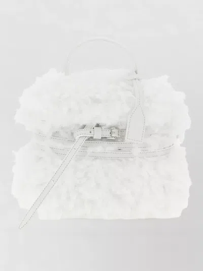 Moschino Tie Me Small Backpack Adjustable Strap Handle In White