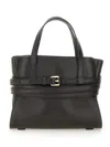 Moschino Tie Me Small Leather Handbag In Black