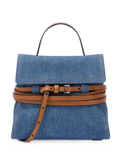 Moschino Tie Me Small Clutch In Blue