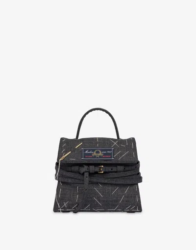 Moschino Tie Me Small Hand Bag In Black