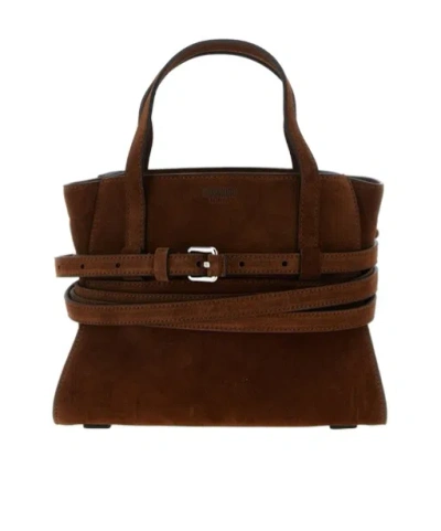 MOSCHINO TIE ME BELT-DETAIL SUEDE TOTE BAG