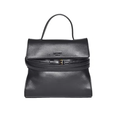 Moschino Tie Me Small Handbag In Black Nappa