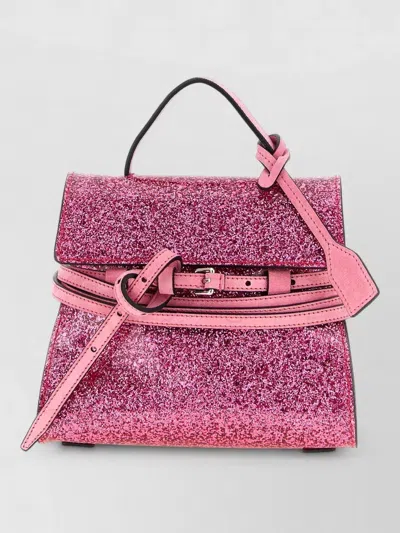 Moschino Tie Me Small Shoulder Bag Buckle Strap In Pink