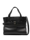 Moschino Logo Embossed Tie Me Handbag In Black