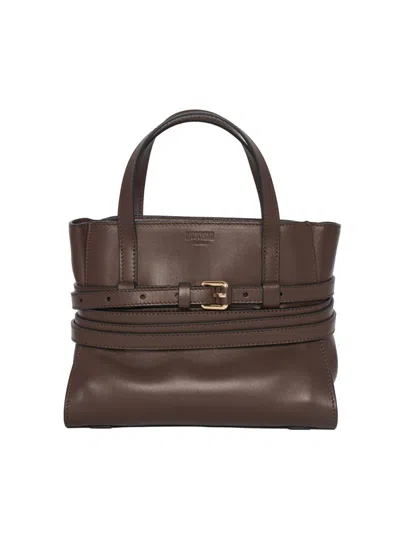 Moschino Tie Me Belted Top-handle Tote Bag In Brown