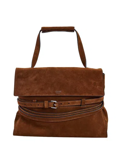 MOSCHINO TIE ME SUEDE BAG