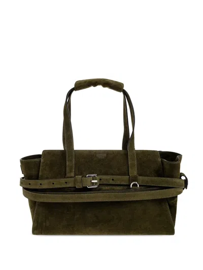 Moschino Tie Me Suede Leather Tote Bag In Pink