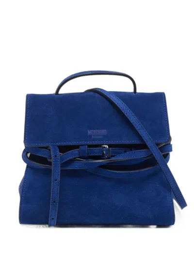 Pre-owned Moschino Tie Me Suede Mini Bag In Blue