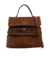 Moschino Suede Shoulder Bag Adjustable Strap In Brown