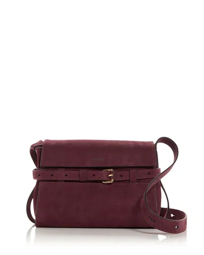 Moschino Tie Me Suede Shoulder Bag In Burgundy
