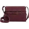 Moschino Tie Me Suede Shoulder Bag In Burgundy