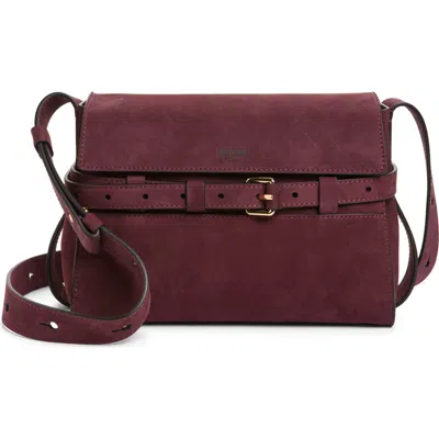 Moschino Tie Me Suede Shoulder Bag In Burgundy