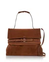 Moschino Tie Me Suede Shoulder Bag In Brown