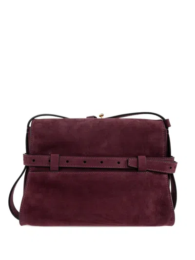 Moschino Tie Me Suede Shoulder Bag In Purple