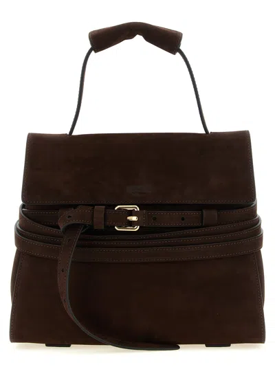 Moschino Tie Me Top Handle Bag In Brown