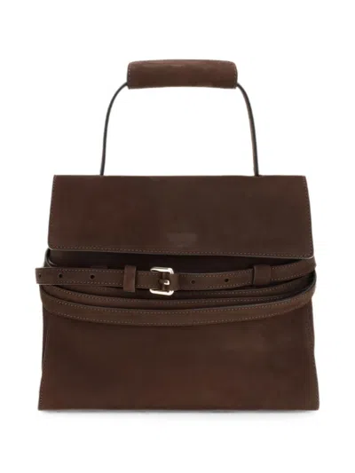 Moschino Tie Me Top Handle Bag In Brown